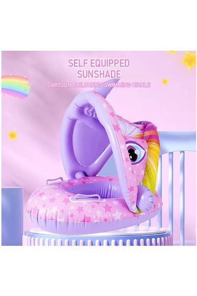 MİLKYADATOYS Gergedan Shape Baby Float Baby Swim Badge with Sunny Closures Opened Gergedan Purple