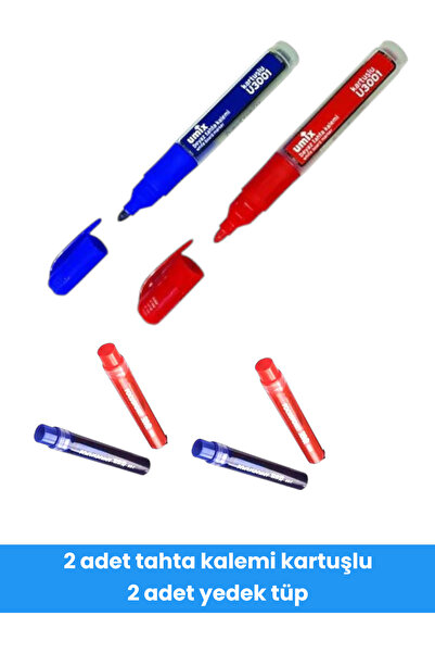 SEYFİKİRTASİYE 2 adet tahta kalemi kartuşlu 2 adet yedek tüp mavi ve kırmızı