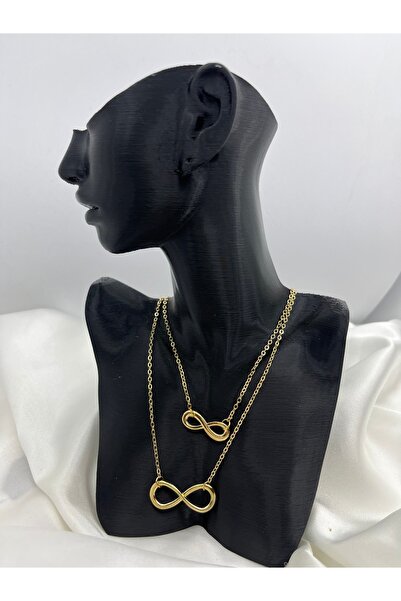 Yıldız Accessory Altın Rengi Çifte Sonsuzluk Ölümsüzlük Aşk Çelik Kolye