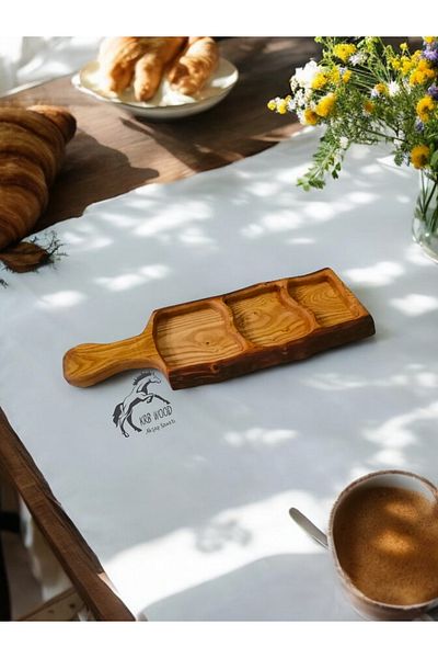Krb Ahsap Cookie Plate, Breakfast Plate, Handmade Wooden Presenter, Cheese Board, Serving Plate
