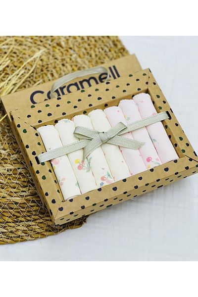 Caramell Set of 7 Cherry Patterned Baby Mouth Wipes
