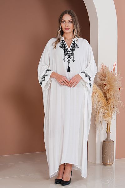 BeyzaBayram Women's Embroidered Plus Size Viscose Evening Dress