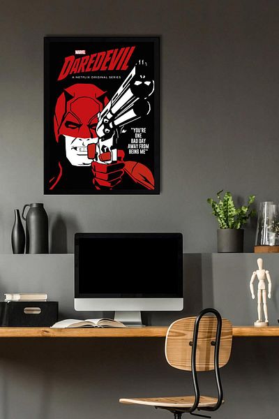 Saturn Tablou înrămat Daredevil - Poster de desene animate Marvel