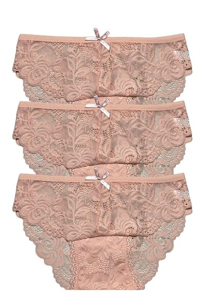 Gizli Butik Set de 3 chiloți Bato din dantelă pentru femei - Yavruağzı