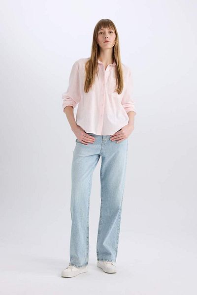 DeFacto Νέα σεζόν Oversize Wide Fit Μακρυμάνικο πουκάμισο με μονή τσέπη