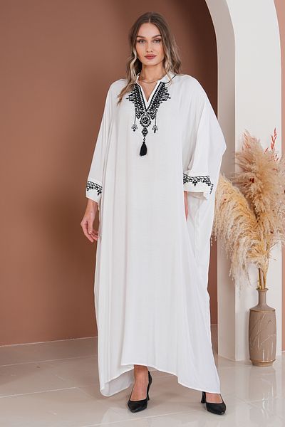 BeyzaBayram Women's Embroidered Plus Size Viscose Evening Dress