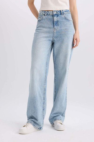 DeFacto Pantaloni lungi, spălați, cu talie înaltă, cu picioare largi, sezonul nou anilor 90