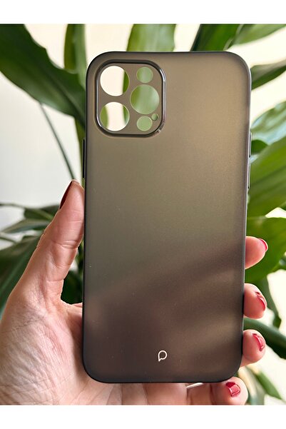 İphone 12 Pro Siyah Yarı Şeffaf Ultra İnce Silikon Kılıf