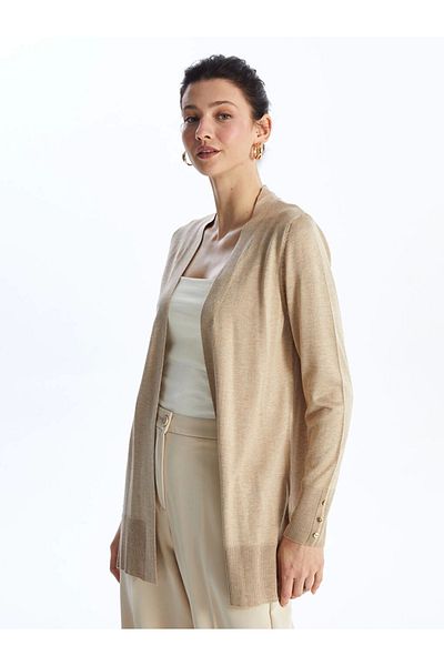 LC Waikiki Women's Knitwear Cardigan - Shawl Collar, Solid, Long Sleeve