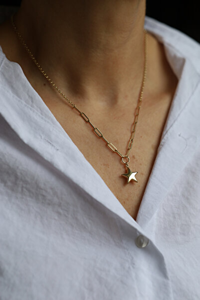 Yenigün Kuyumculuk 14 Ayar Altın Doch Ve Ataç Zincirde Yıldız Kolye