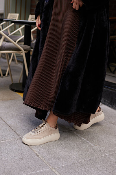 Carweza Ayakkabı Αθλητικά παπούτσια από γνήσιο δέρμα σουέτ Jaspe Beige/Leopard