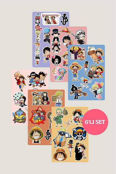 Piksel Grafik One Piece Set of 6 Stickers - 10X15 cm 6 Pieces