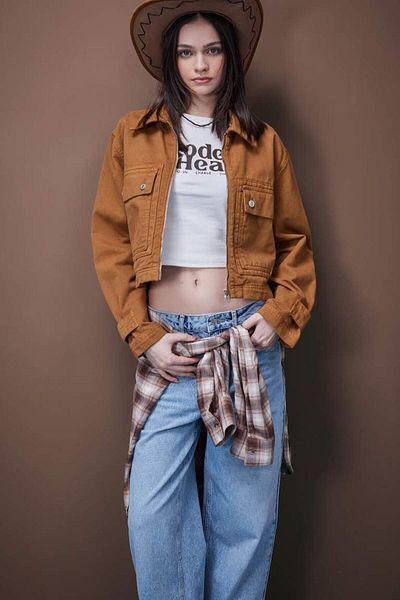 DeFacto New Season Cool Crop Stand Collar Zippered Pocket Gabardine Jacket