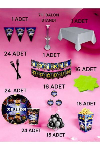 VibeHome 24 Person Roblox Themed 2XL Pack - Birthday Party & Fun Events