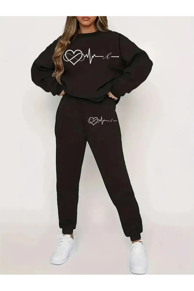 Nebulaa Tekstil Γυναικείο Σετ Φόρμας NEBULAA με Σχέδιο Καρδιάς, Επιλογές Μεγά...