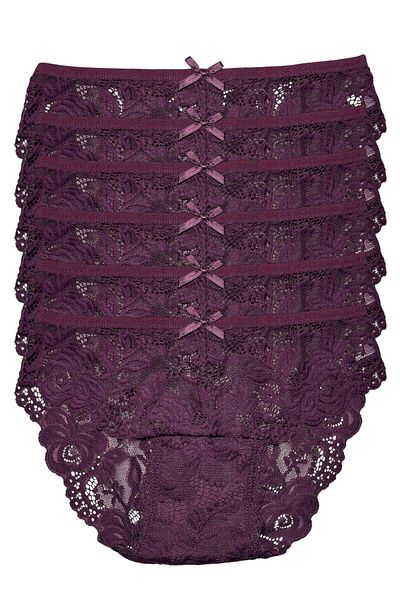 Gizli Butik Chiloți Bato din dantelă pentru femei, 6 piese, violet
