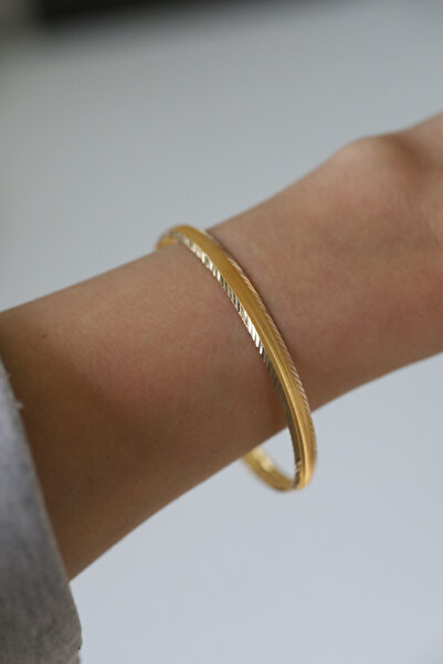 Yenigün Kuyumculuk 8 Ayar Altın Hasır Desenli Şarnelli Bilezik 2