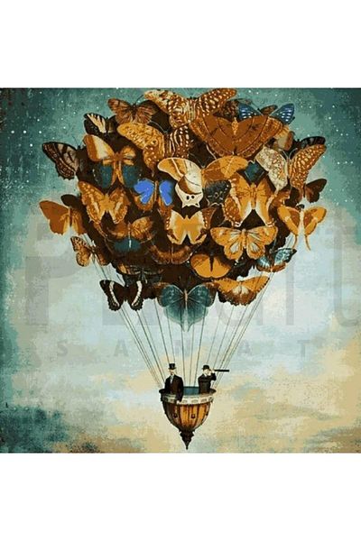 pixartsanat Flying Balloon from Butterflies 50x50 PixArt Art Diamond Mosaic Painting Diamond Turkey