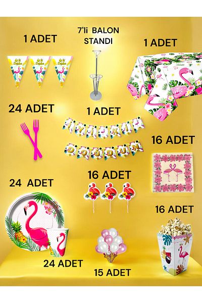 VibeHome 24 Person Flamingo Themed 2XL Pack - Birthday Party & Fun Events