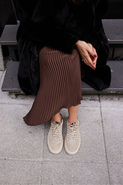 Carweza Ayakkabı Αθλητικά παπούτσια από γνήσιο δέρμα σουέτ Jaspe Beige/Leopard