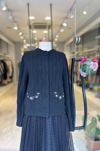 Unıquemode UW 251043   TRICO CARDIGAN DETALIAT DENTELA UNIC
