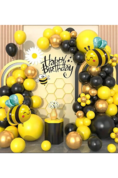 Çemrek Süs Parti Arı Konsept Sarı Siyah Balon Zinciri Seti 103'lü Jumbo Balon...