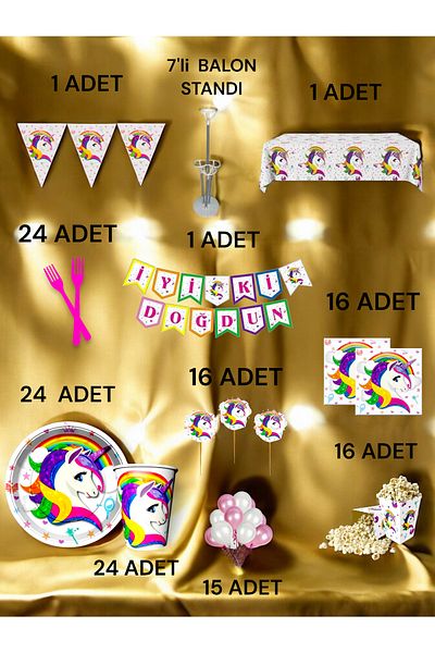 VibeHome 24-Person Unicorn Theme 2XL Pack - Birthday Party and Fun Events