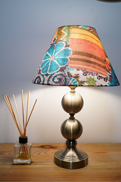 retro home design Eskitme Sıvama Ayaklı Çok Renkli Kumaş Şapkalı Abajur Salon...