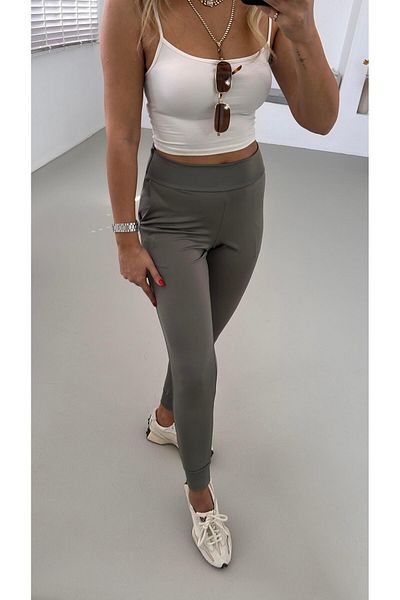 Sezgi Tekin Comfortlux Modal Khaki Jogger Pants with Pockets