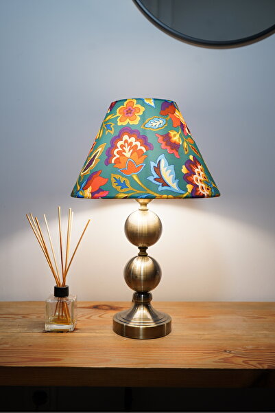 retro home design Eskitme Sıvama Ayaklı Çok Renkli Kumaş Şapkalı Abajur Salon...