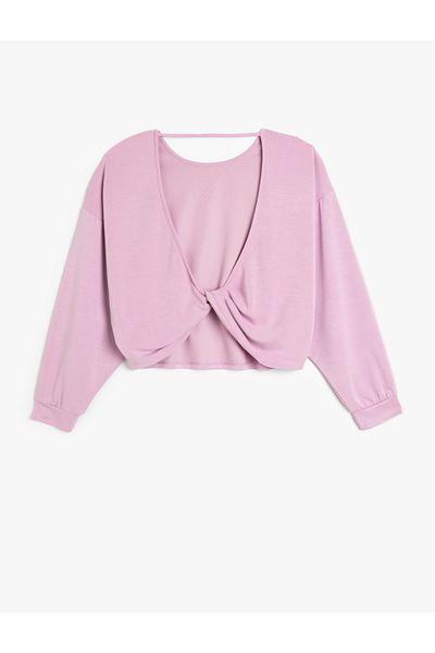 Koton New Season Long Sleeve Crew Neck Modal Blouse with Window Detail on the Back