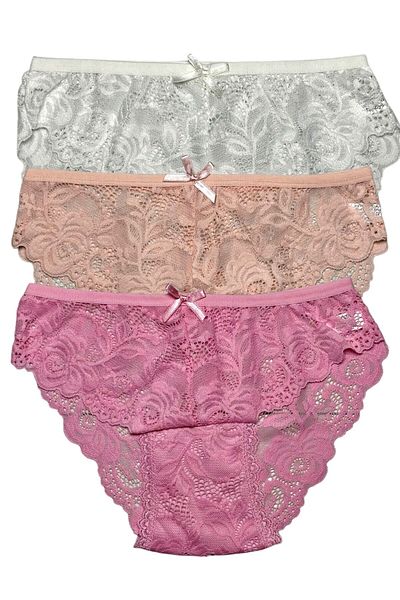 Gizli Butik Γυναικεία δαντελένια εσώρουχα Bato 3 τεμαχίων - Pink Ecru Baby