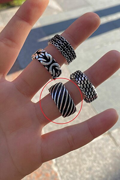 Erer Gümüş Gümüş otantik el işi taşsız yüzük bsk411e212n8