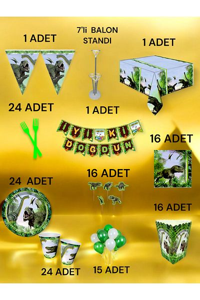 VibeHome Dinosaur Themed 2XL Pack for 24 - Birthday Party & Fun Events
