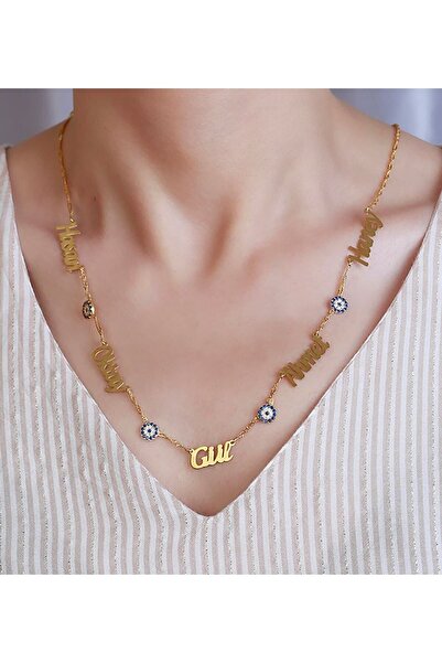 Genel Markalar 5 Beş Isimli Kolye Nazar Boncuklu Gümüş Kolye