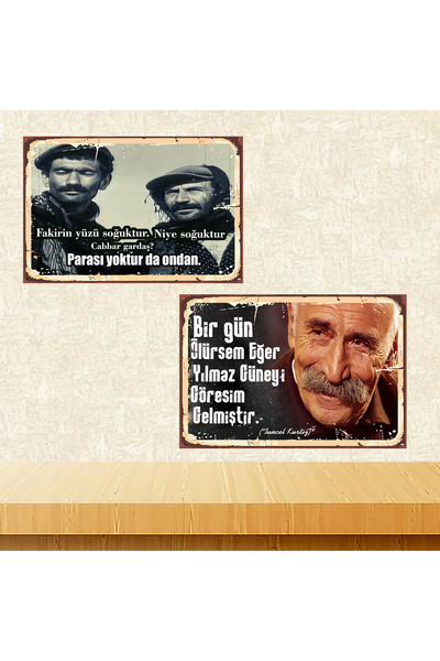 TAKIFİX Yılmaz Güney  Kurtiz  2 Adet Temalı 20 x 30 CM MDF Ahşap Duvar Tablos...