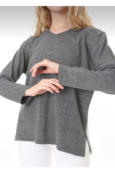 MaviMoure Women's V-Neck Patterned Knitwear Sweater
