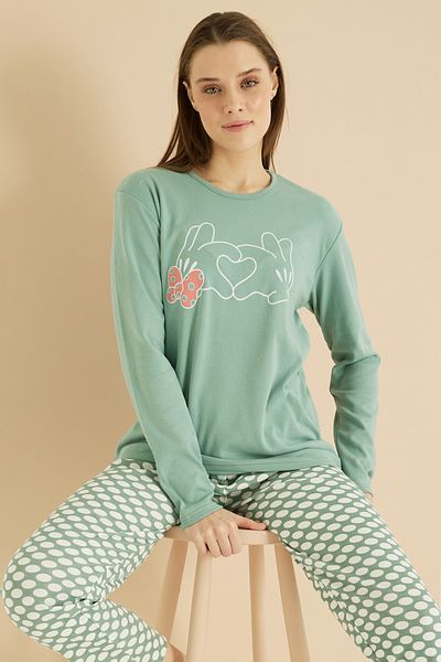 Siyah İnci Σετ πιτζάμες Interlock Cotton Knitted με πράσινο σχέδιο 7819
