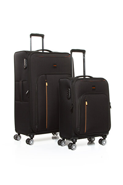 Fossil 032 2'li Büyük+Küçük (Kabin) Ultra Light Hafif Lüx Kumaş Tekerlekli Valiz SİYAH