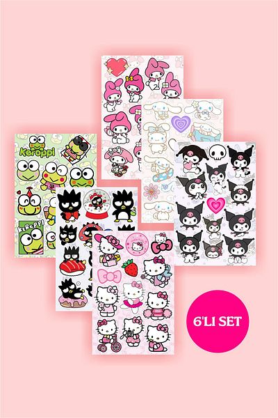 Piksel Grafik Sanrio Set of 6 Stickers - 10X15 cm 6 Pieces