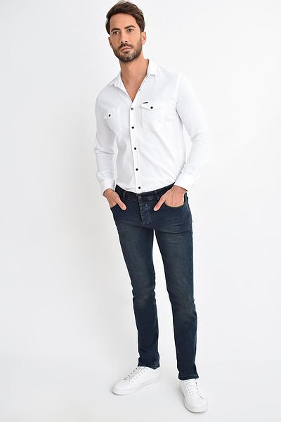 TENA MODA Ανδρικό ίσιο τζιν παντελόνι Navy Blue
