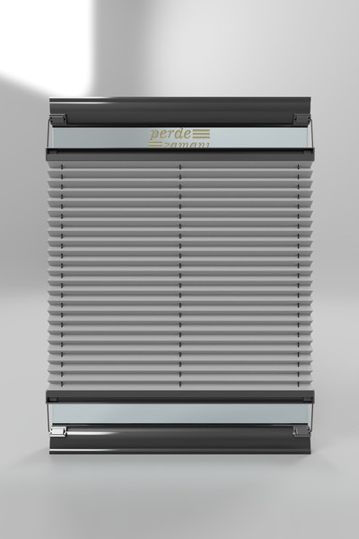 ViVeri Gri Pilise Katlanır Cam Balkon Perdesi-Ofis Perdesi-Ev Perdesi -Salon Perdesi-Plise Perde