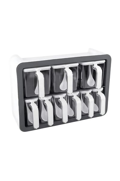 Vekorr Multi-Purpose Food Organizer with 9 Stands and Spoons Stylish Spice Rack Set
