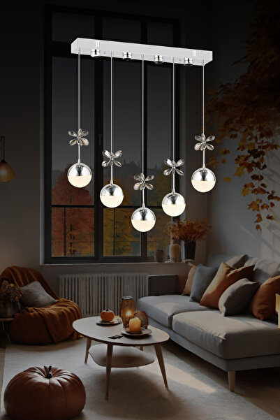 bordolux Ld 085 5 Sıralı Model Krom 3 Renkli Salon Ve Oturma Odası Için Ideal...