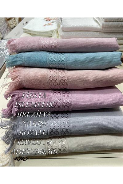 HMZ Brazilian Embroidery and Machine Embroidery Making 6 Pieces with Fringe Painting Towel 30X50.