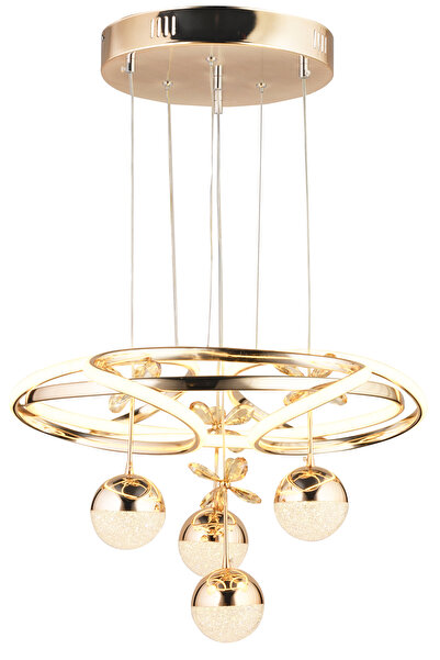 bordolux Ld 061 Büyük 4 Toplu Model Gold 3 Renkli Salon Ve Oturma Odası Için Ideal Alüminyum Avize, 50x90