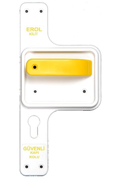 Erol Güvenli Ve Kırılmaz Bariyerli Kapı Kolu Beyaz Ayna-sarı Kol