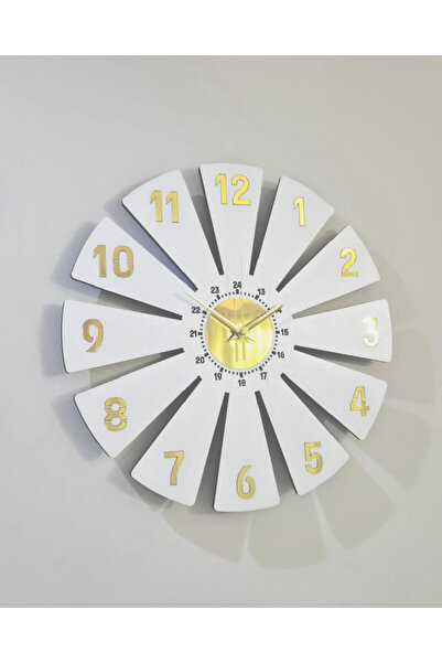 EYKA STORE Wooden Stylish Wall Clock with Mirror Numeral Detail