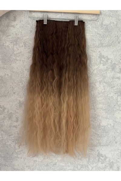 favorim peruk Yoğun dalgalı ombreli kıvırcık yarım ay iki yan set