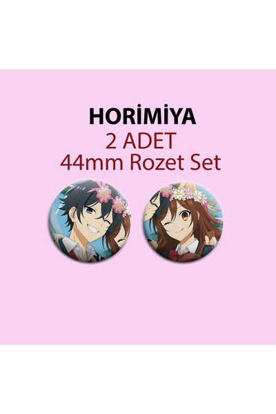 Akumastik Horimiya miyamura izumi ve Kyouko Hori 2 adet 44m buton rozet - İĞN...